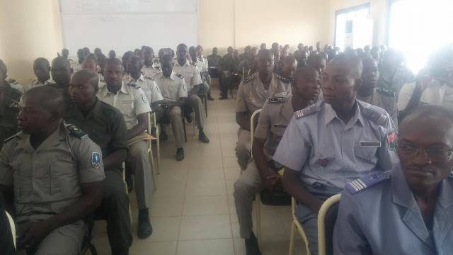 Les cadres supérieurs prenant part à la rentrée solennelle de l'Académie de la police à Pabré