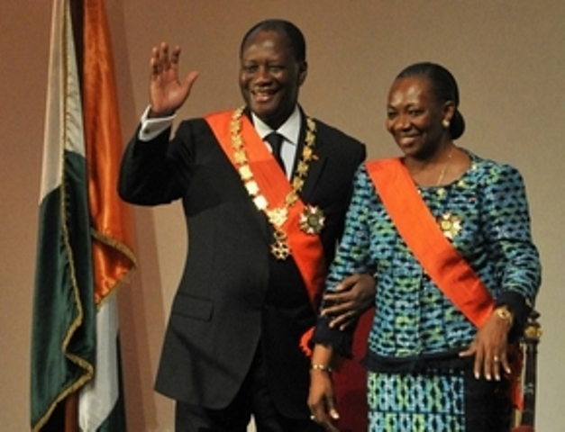 Le président Alassane Ouattara et Henriette Dagri Diabaté
