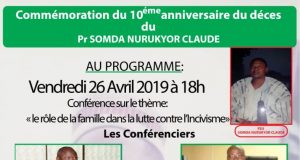 Programme du 10ème anniversaire du décès du Pr Nurukyor Claude Somda