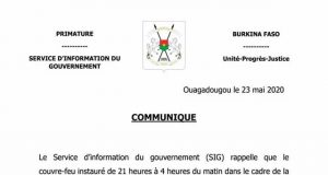 Burkina: le couvre-feu reste en vigueur