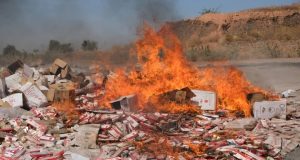 Lutte contre la fraude au Burkina : 12 millions de bâtons de cigarettes saisis et incinérés