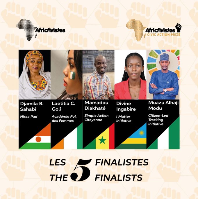 Les 5 Finalistes du Prix AfricTivistes pour l’Action Civique 2021 connus