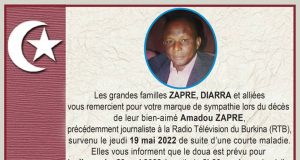 Décès de Amadou Zapré: le doua pour ce 29 juin