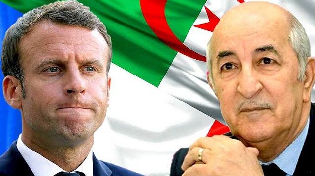 Le président français, Emmanuel Macron (à gauche) et son homologue algérien,Tebboune.