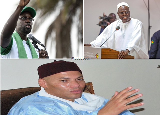 Les opposants sénégalais, Ousmane Sonko, Khalifa Sall et Karim Wade