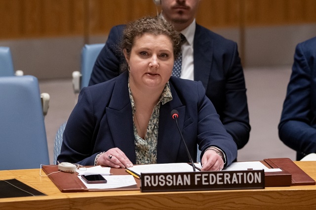 La Représentante permanente adjointe Anna Evstigneeva lors de la réunion sur les activités du Bureau des Nations Unies pour l'Afrique de l'Ouest et le Sahel