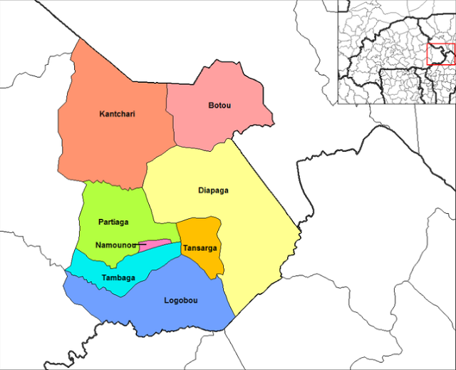 Diapaga sur la carte géographique du Burkina Faso