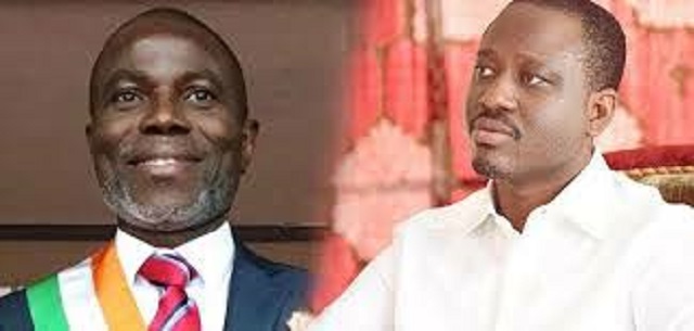 Kando Soumahoro (à gauche) et son leader Gaillaume Soro.jfif