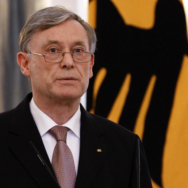 German President Horst Koehler addresses the media at the presidential residence Bellevue palace in Berlin