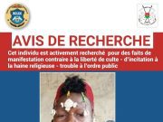 Avis de recherche d’un individu pour des faits de manifestation contraire à la liberté de culte