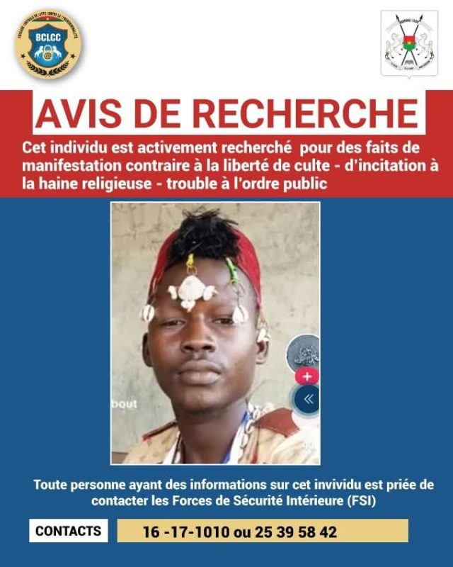 Avis de recherche d’un individu pour des faits de manifestation contraire à la liberté de culte