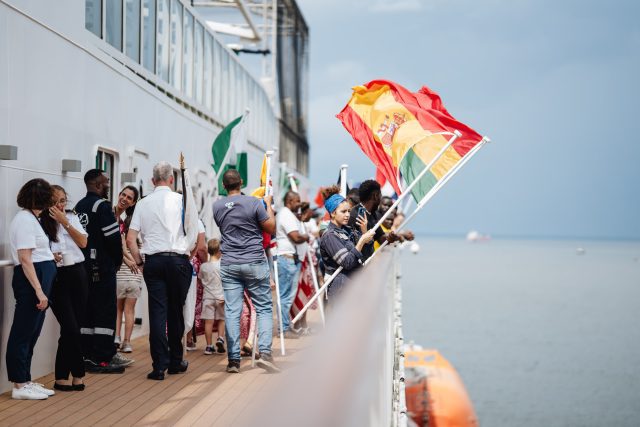 The Global mercy departing Freetown