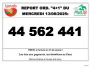 LONAB: Report de 44 562 441 FCFA au 4+1 du mercredi 13 août 2025