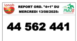 LONAB: Report de 44 562 441 FCFA au 4+1 du mercredi 13 août 2025