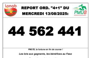 LONAB: Report de 44 562 441 FCFA au 4+1 du mercredi 13 août 2025