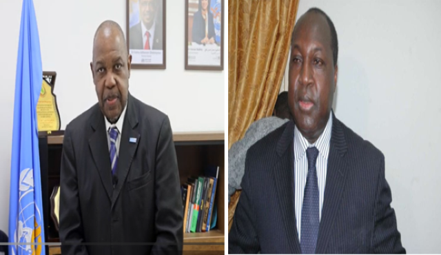 De la gauche vers la droite, le Pr Georges Ki-Zerbo, cadre de l'OMS à la retraite et l'ex-ministre, Zéphirin Diabré