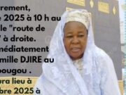 Nécrologie: l’enterrement de AOUENDE/YAMANGA née DJIRE SANATA prévu dimanche à Bobo-Dioulasso