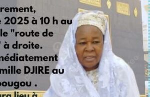 Nécrologie: l’enterrement de AOUENDE/YAMANGA née DJIRE SANATA prévu dimanche à Bobo-Dioulasso