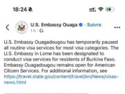 Burkina: le visa américain suspendu, réaction des autorités burkinabè