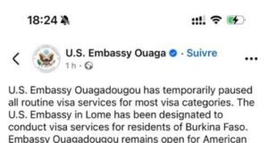 Burkina: le visa américain suspendu, réaction des autorités burkinabè
