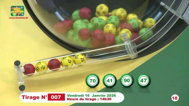 LONAB/FASO LOTO: les résultats du tirage du vendredi 16 janvier 2026