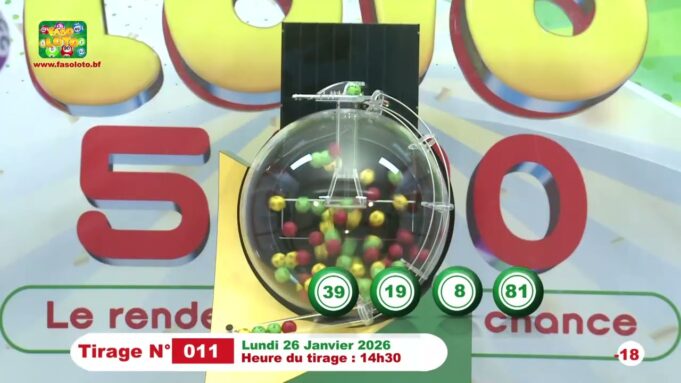 LONAB/FASO LOTO: les résultats du tirage du lundi 26 janvier 2026