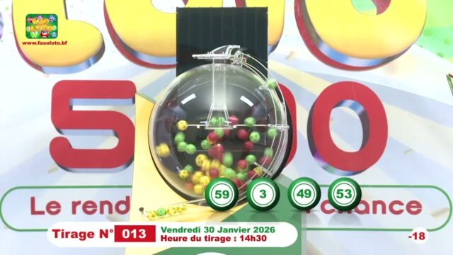 LONAB/FASO LOTO: les résultats du tirage du vendredi 30 janvier 2026