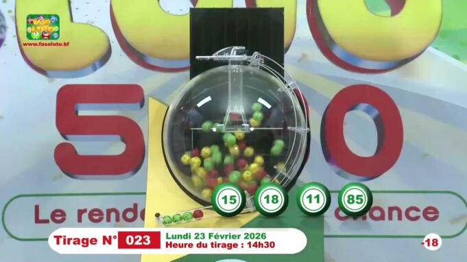 LONAB/FASO LOTO: les résultats du tirage du lundi 23 février 2026