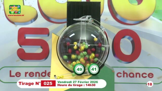 LONAB/FASO LOTO: les résultats du tirage du vendredi 27 février 2026