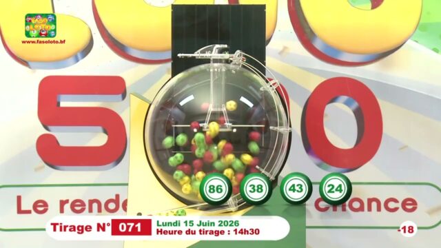 LONAB/FASO LOTO: les résultats du tirage du lundi 15 juin 2026