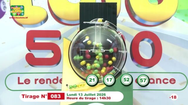 LONAB/FASO LOTO: les résultats du tirage du lundi 13 juillet 2026