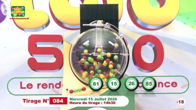 LONAB/FASO LOTO: les résultats du tirage du mercredi 15 juillet 2026