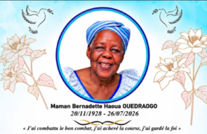 Décès de Bernadette Haoua Ouédraogo: remerciements et faire part