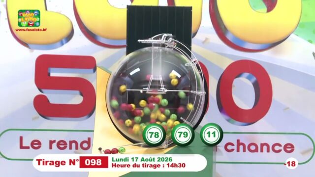 LONAB/FASO LOTO: les résultats du tirage du lundi 17 août 2026