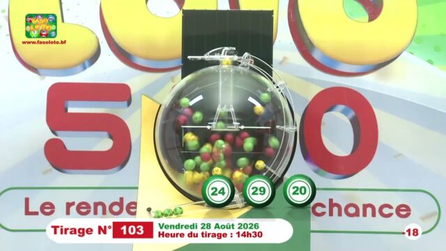 LONAB/FASO LOTO: les résultats du tirage du vendredi 28 août 2026