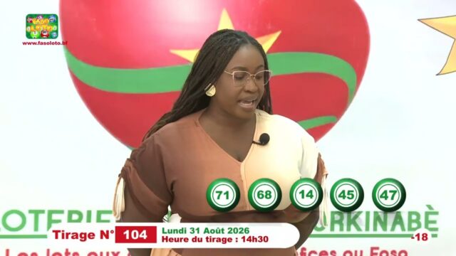 LONAB/FASO LOTO: les résultats du tirage du lundi 31 août 2026