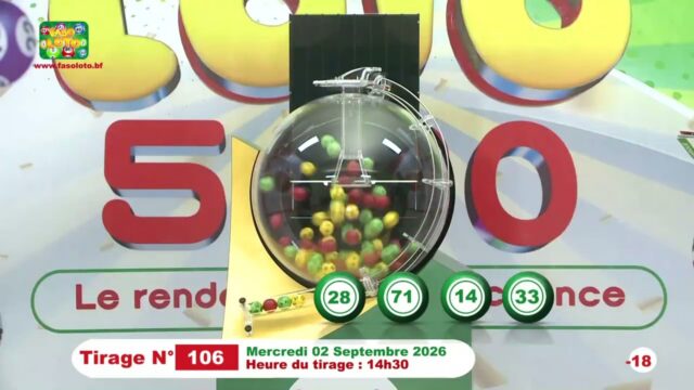 LONAB/FASO LOTO: les résultats du tirage du mercredi 2 septembre 2026