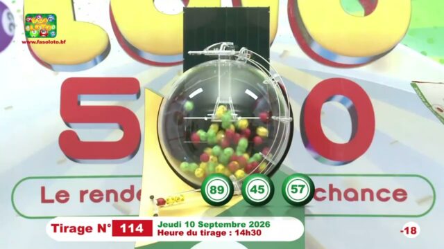 LONAB/FASO LOTO: les résultats du tirage du jeudi 10 septembre 2026