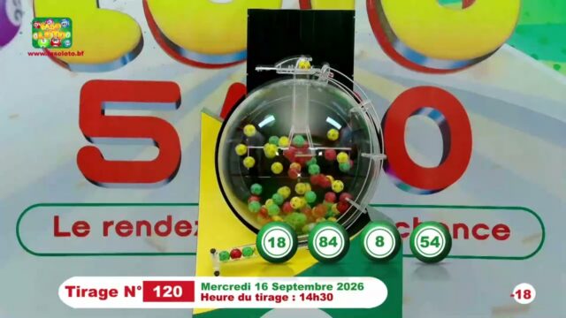 LONAB/FASO LOTO: les résultats du tirage du mercredi 16 septembre 2026