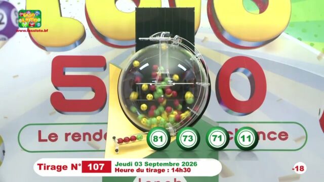 LONAB/FASO LOTO: les résultats du tirage du jeudi 3 septembre 2026